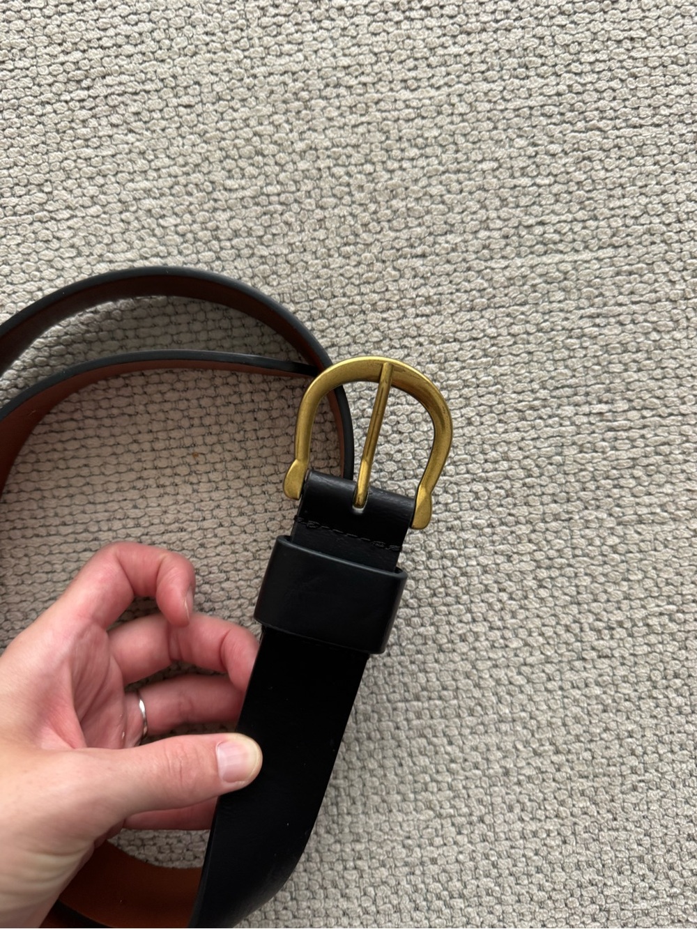Target Black Leather Belt with Gold-Tone Buckle